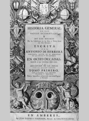 Portada de "Historia general de las Indias Occidentales, o de los hechos de los castellanos en las islas y tierra firme del Mar Oceano"