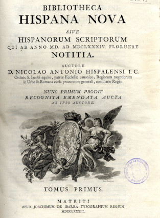 Portada de la primera versión en latín de "Bibliotheca Hispana nova"