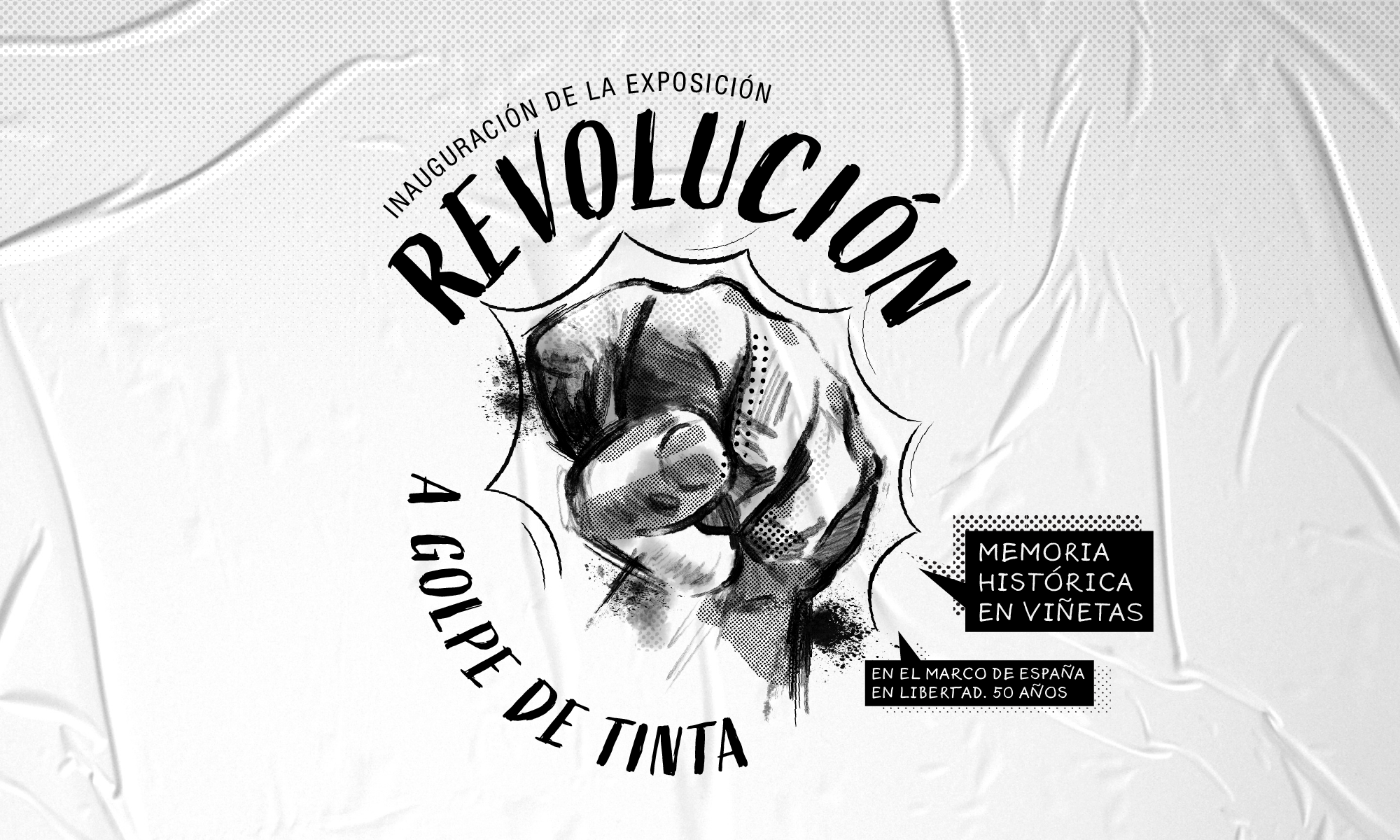 Portada Exposición Revolución a golpe de tinta. Memoria histórica en viñetas